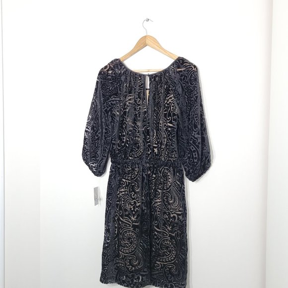 4 Muse Black Velvet Cut Out Dress Lined NWT - Picture 9 of 12